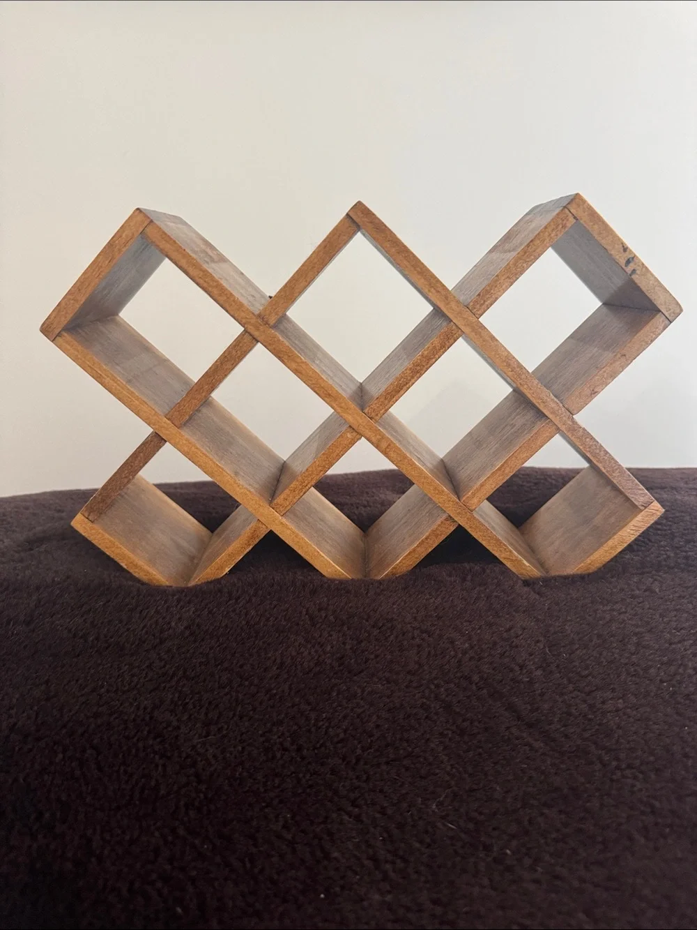 Wooden Diamond Grid Spice Rack - Brown